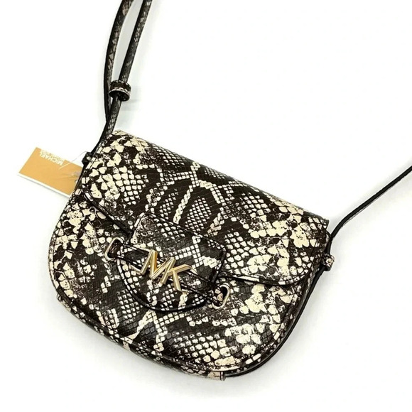 Michael Kors Small Reed Leather Saddle
Crossbody Bag Snakeskin Nat/Light Cream - Picture 1 of 10